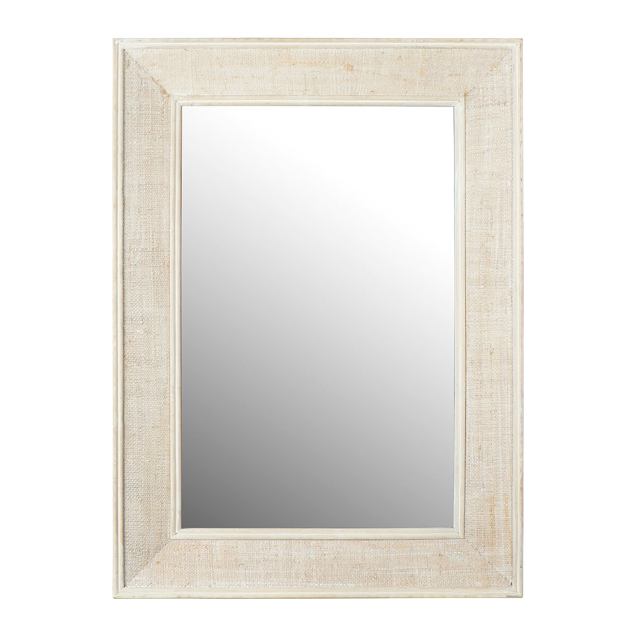 Hello Honey® 31" White Wash Rectangle Wall Mirror with Rattan Detail
